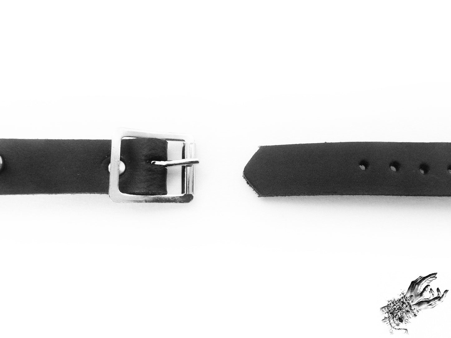 Black Leather O Ring Wristband - 8th Sin
