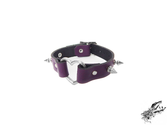 Purple Studded Heart Ring Wristband
