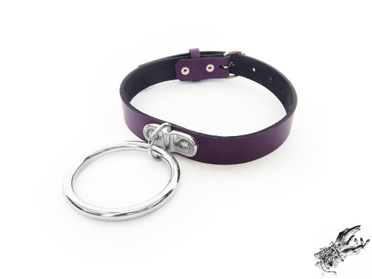 Purple Leather D and O Ring Choker - 8th Sin