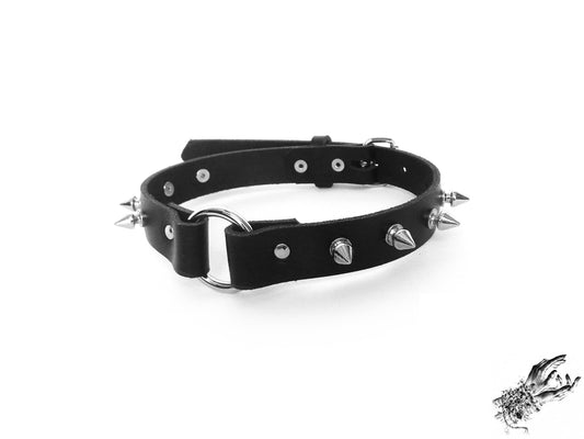 Black Studded O Ring Choker - 8th Sin
