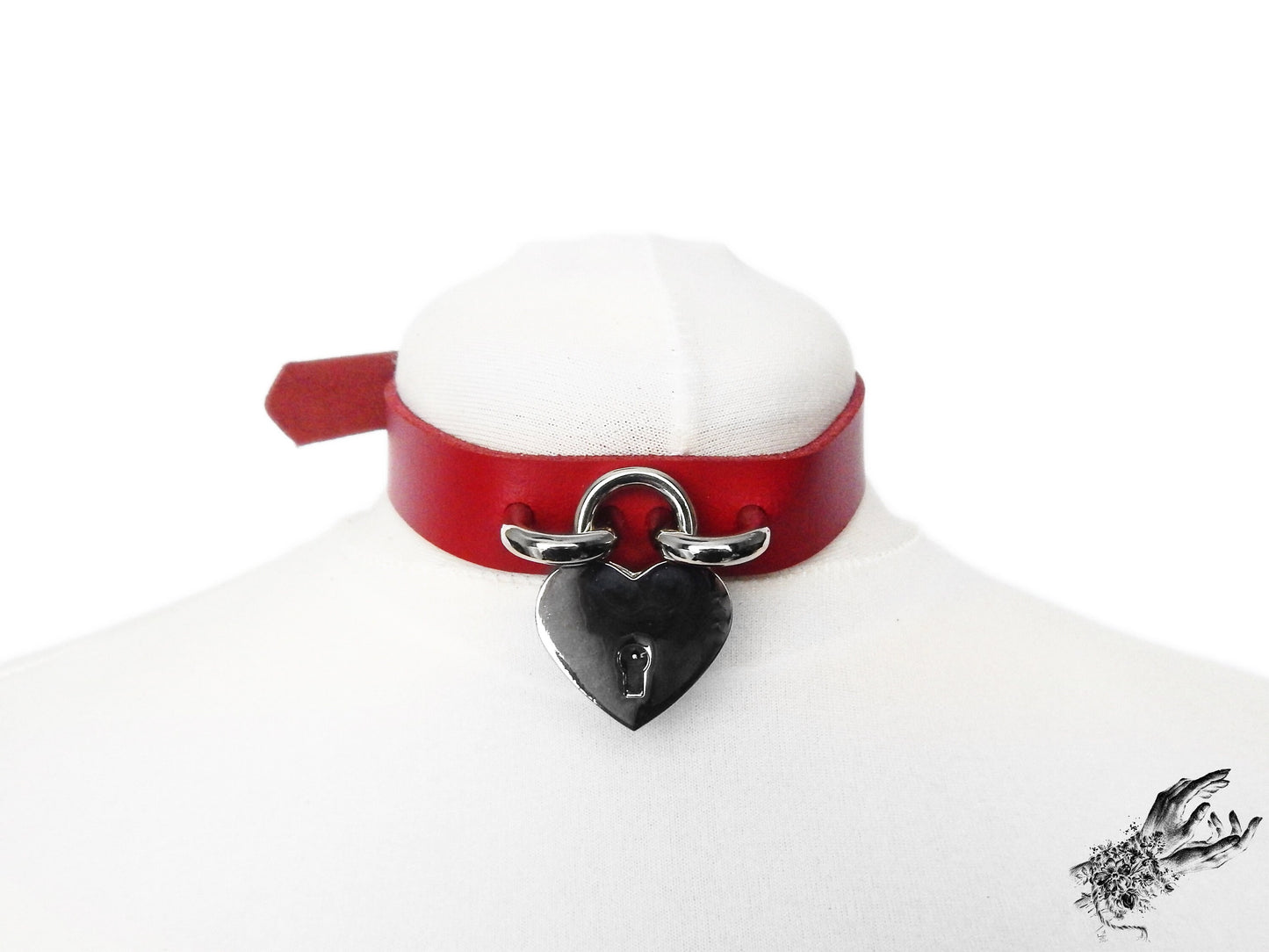 Red Heart Padlock Choker with Key