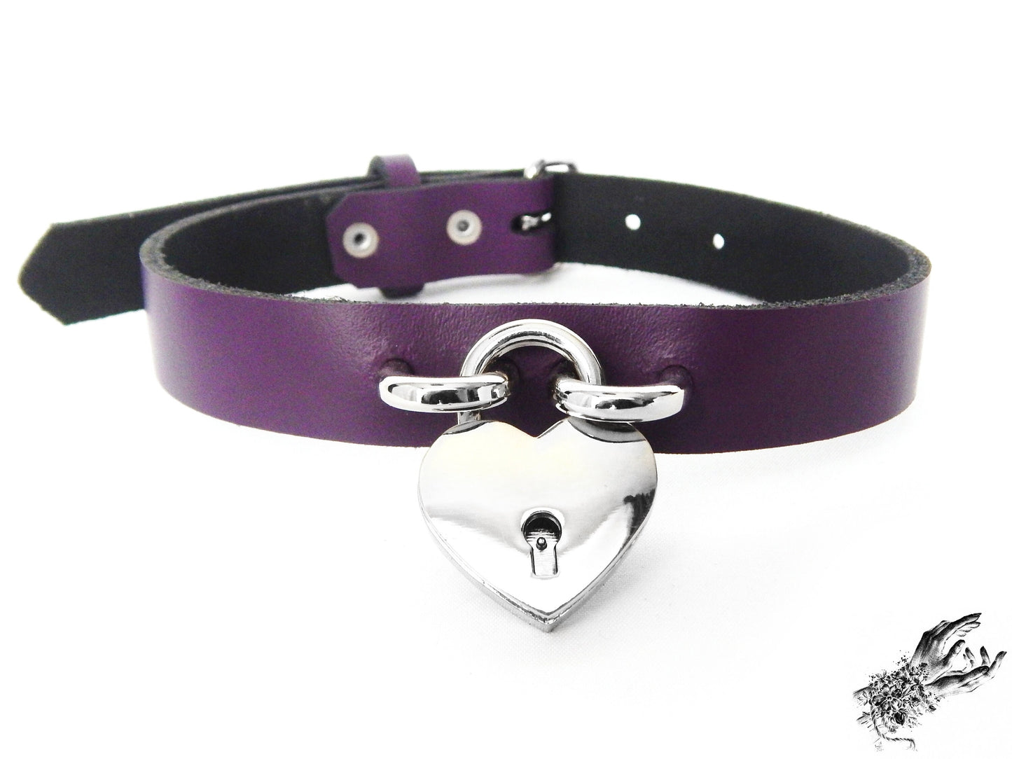 Purple Heart Padlock Choker with Key