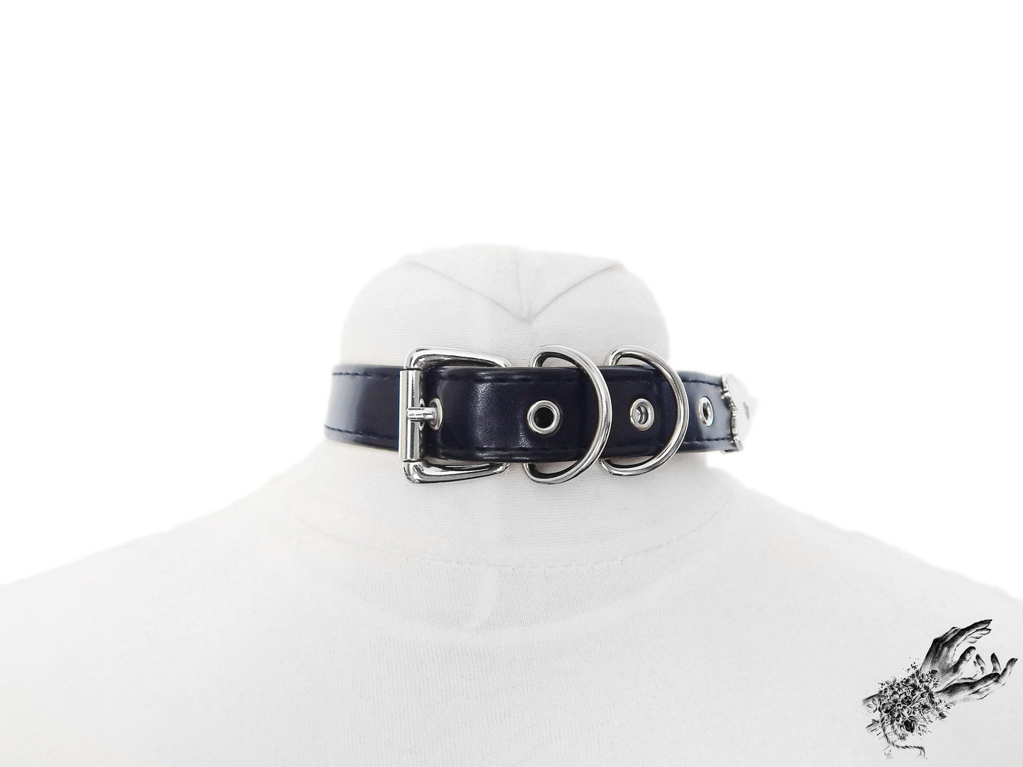 Black Faux Leather Heart Padlock Choker - 8th Sin