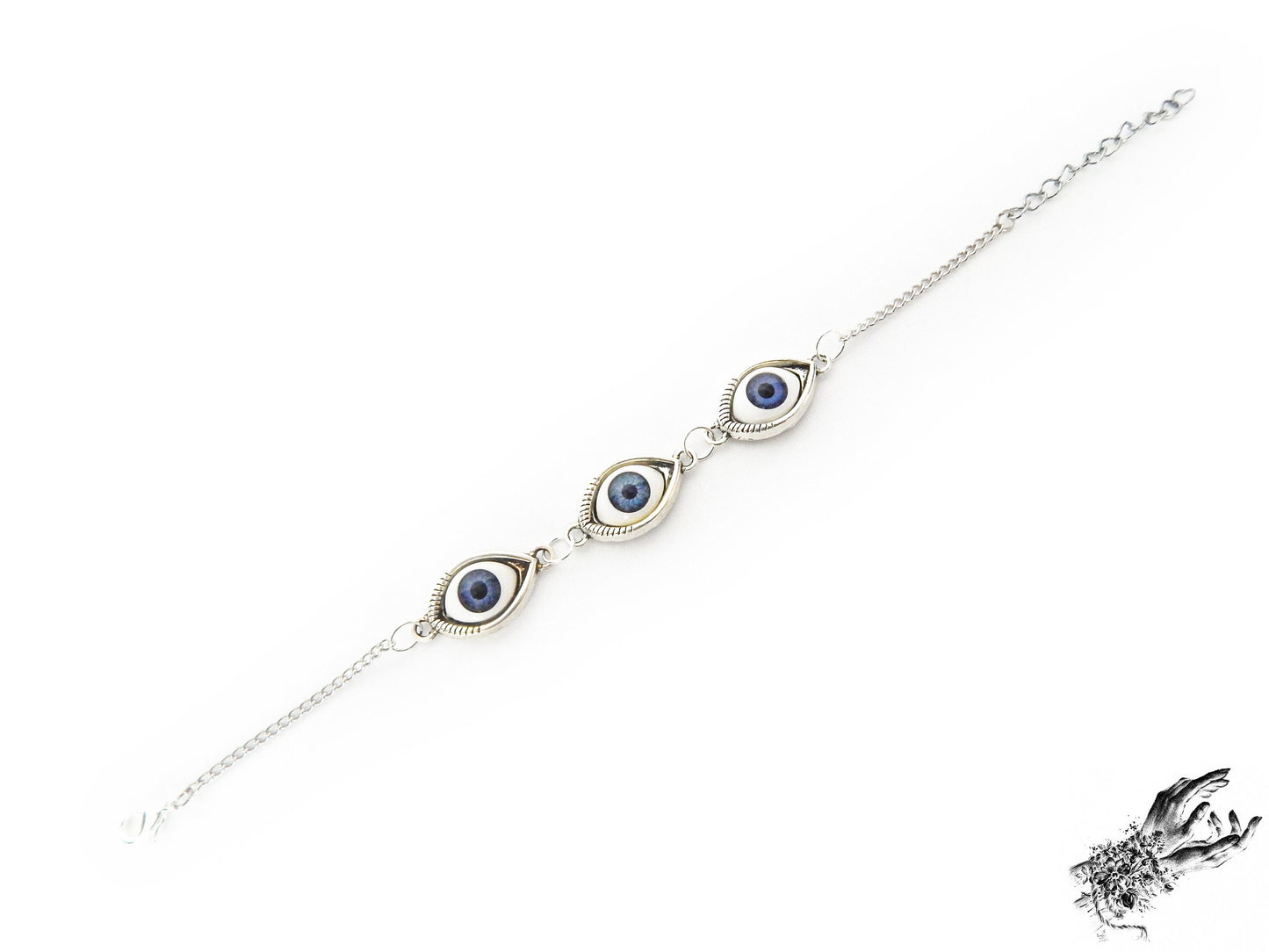 Antique Silver Evil Eye Cameo Bracelet