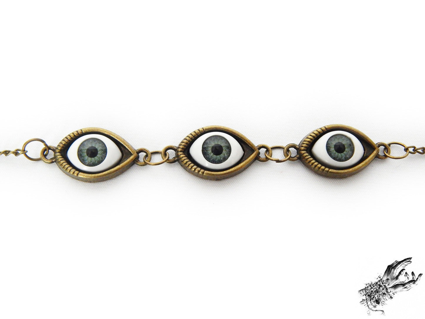 Antique Bronze Evil Eye Cameo Bracelet
