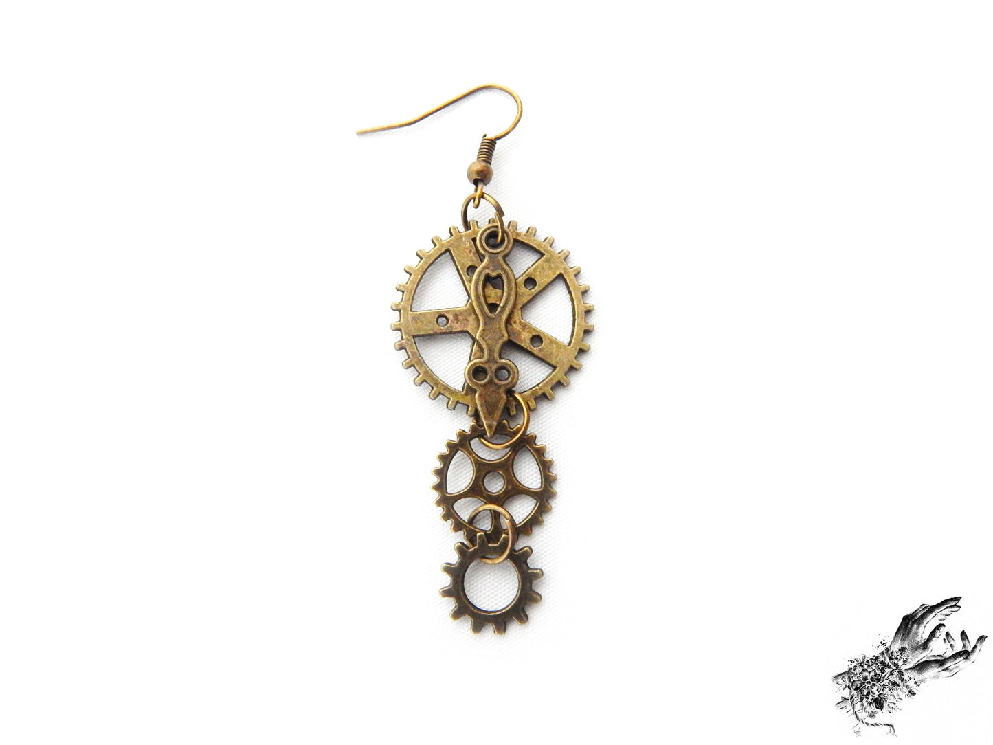 Antique Bronze Gear Earrings - 8th Sin