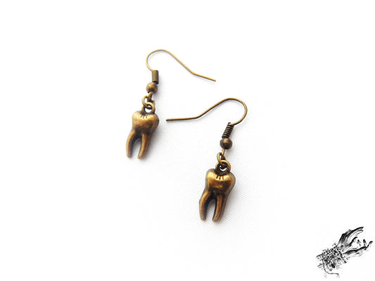 Antique Bronze Teeth Earrings - 8th Sin