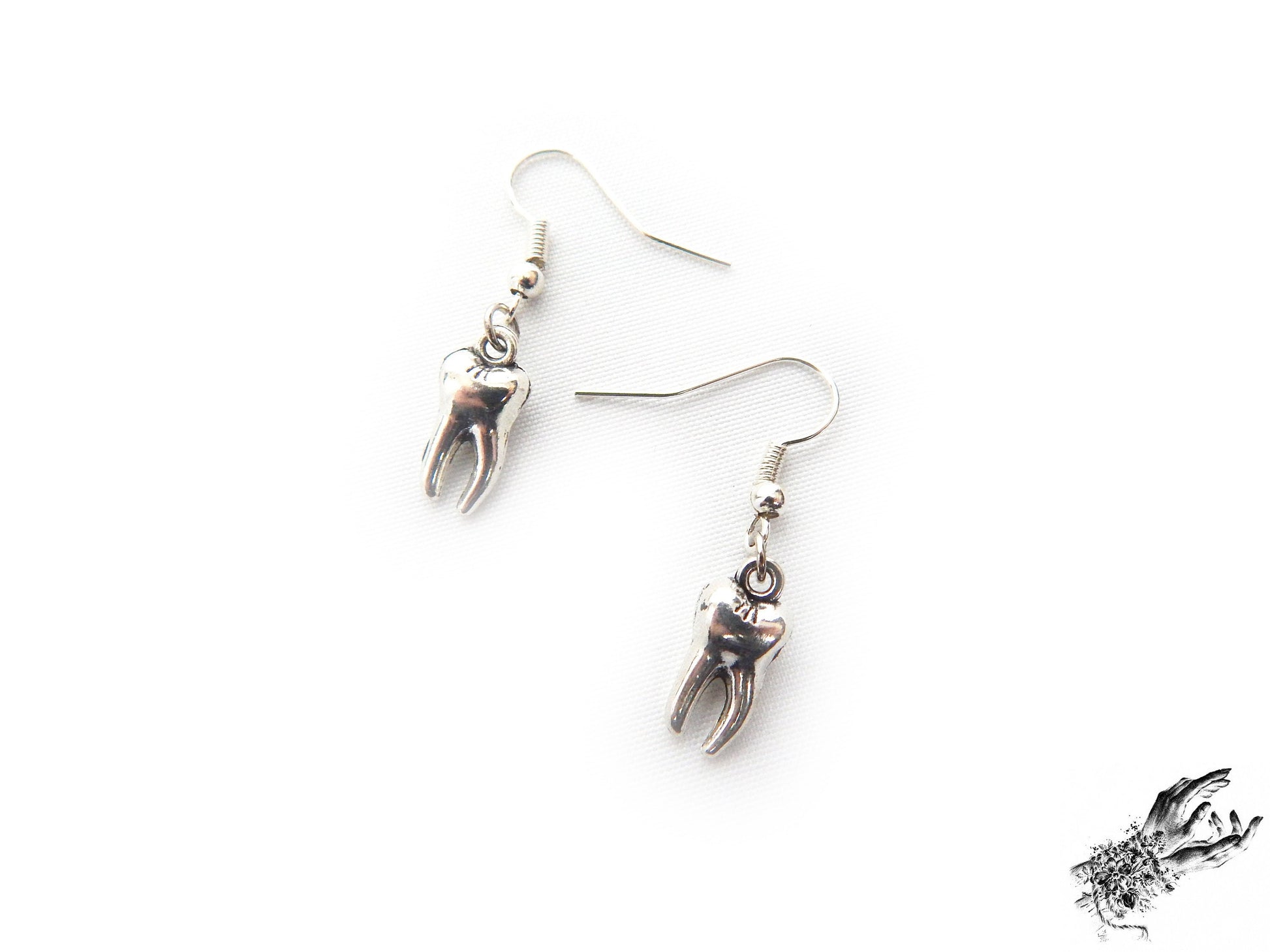 Antique Silver Teeth Earrings - 8th Sin