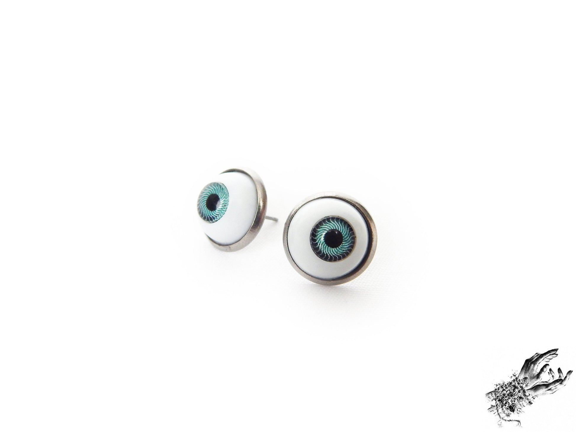 Antique Silver Eyeball Stud Earrings - 8th Sin