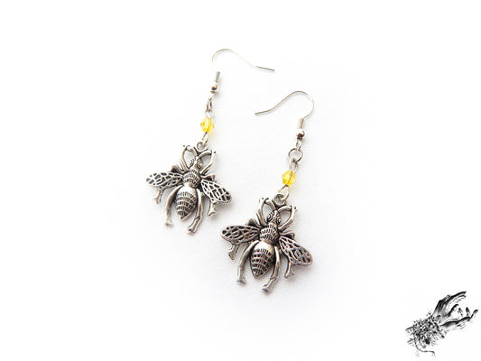 Antique Silver Bee Earrings