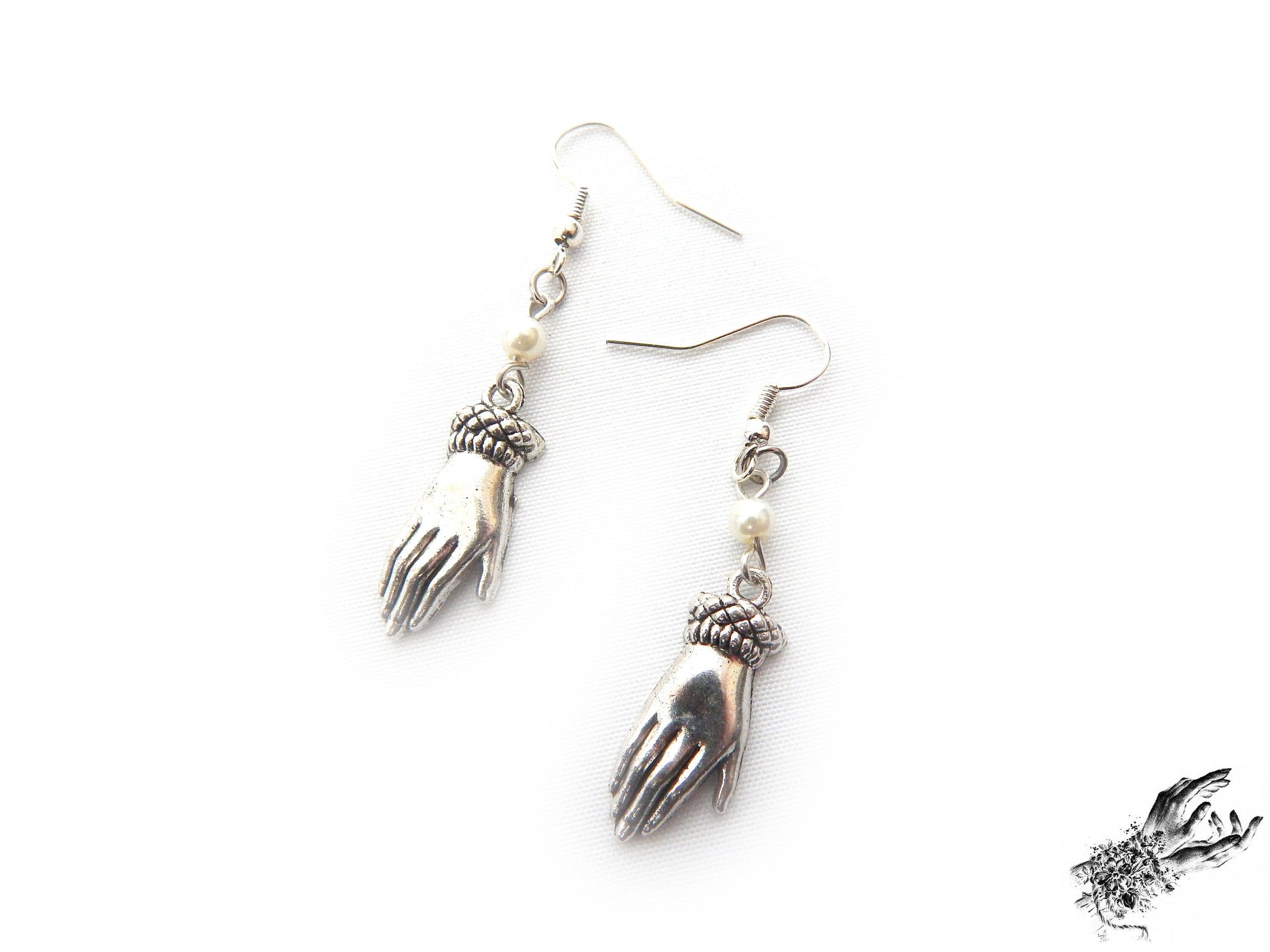 Antique Silver Hand Earrings - 8th Sin