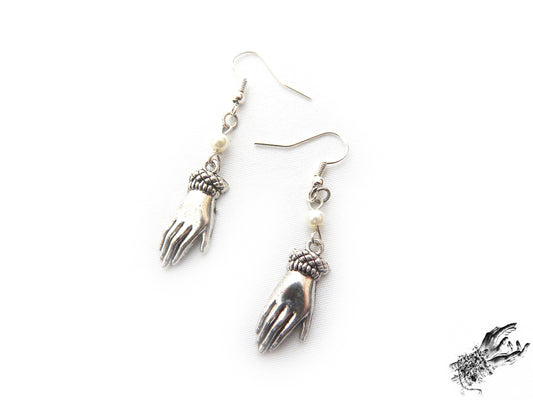 Antique Silver Hand Earrings - 8th Sin