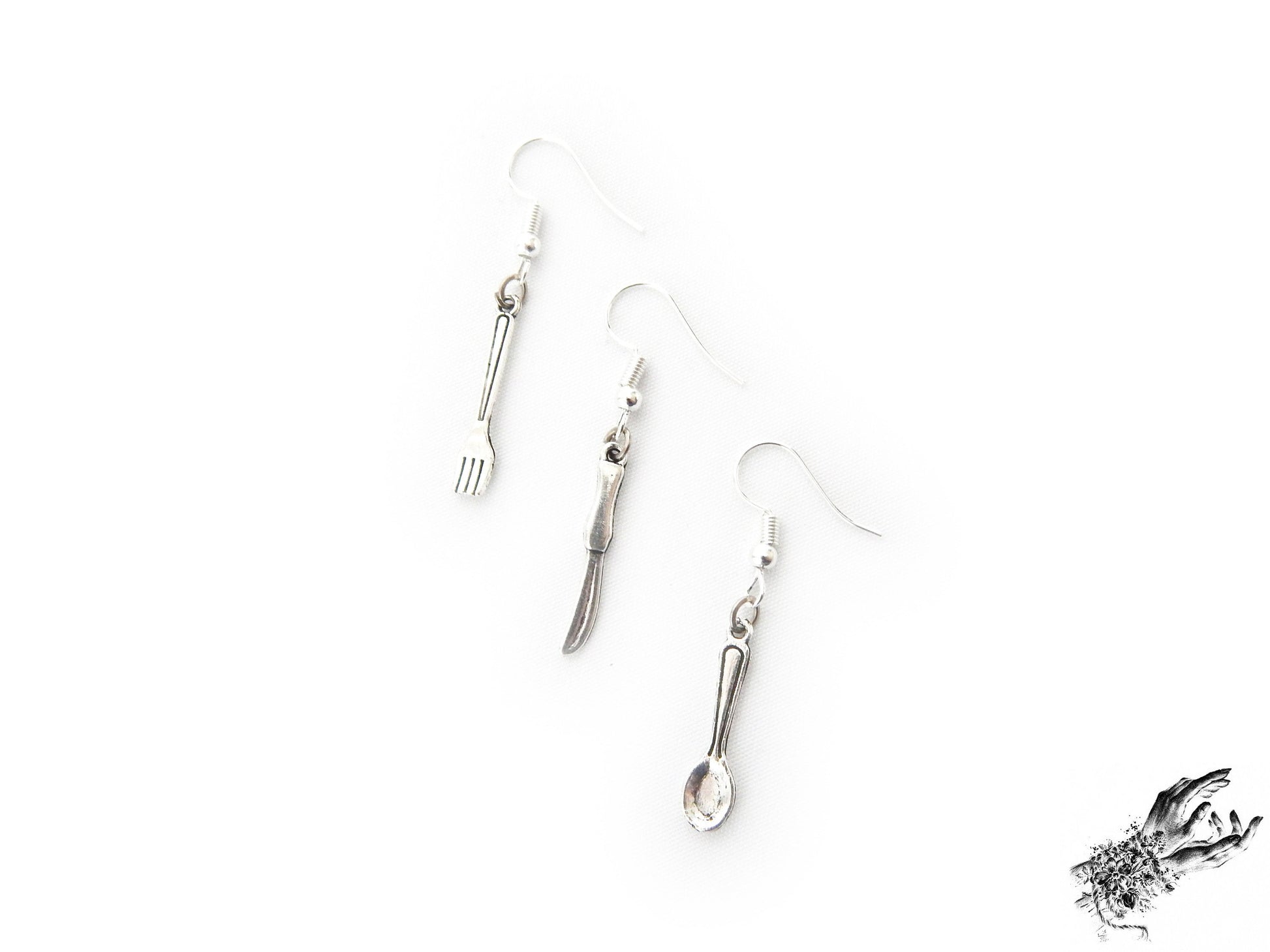 Antique Silver Cutlery Earrings - 8th Sin