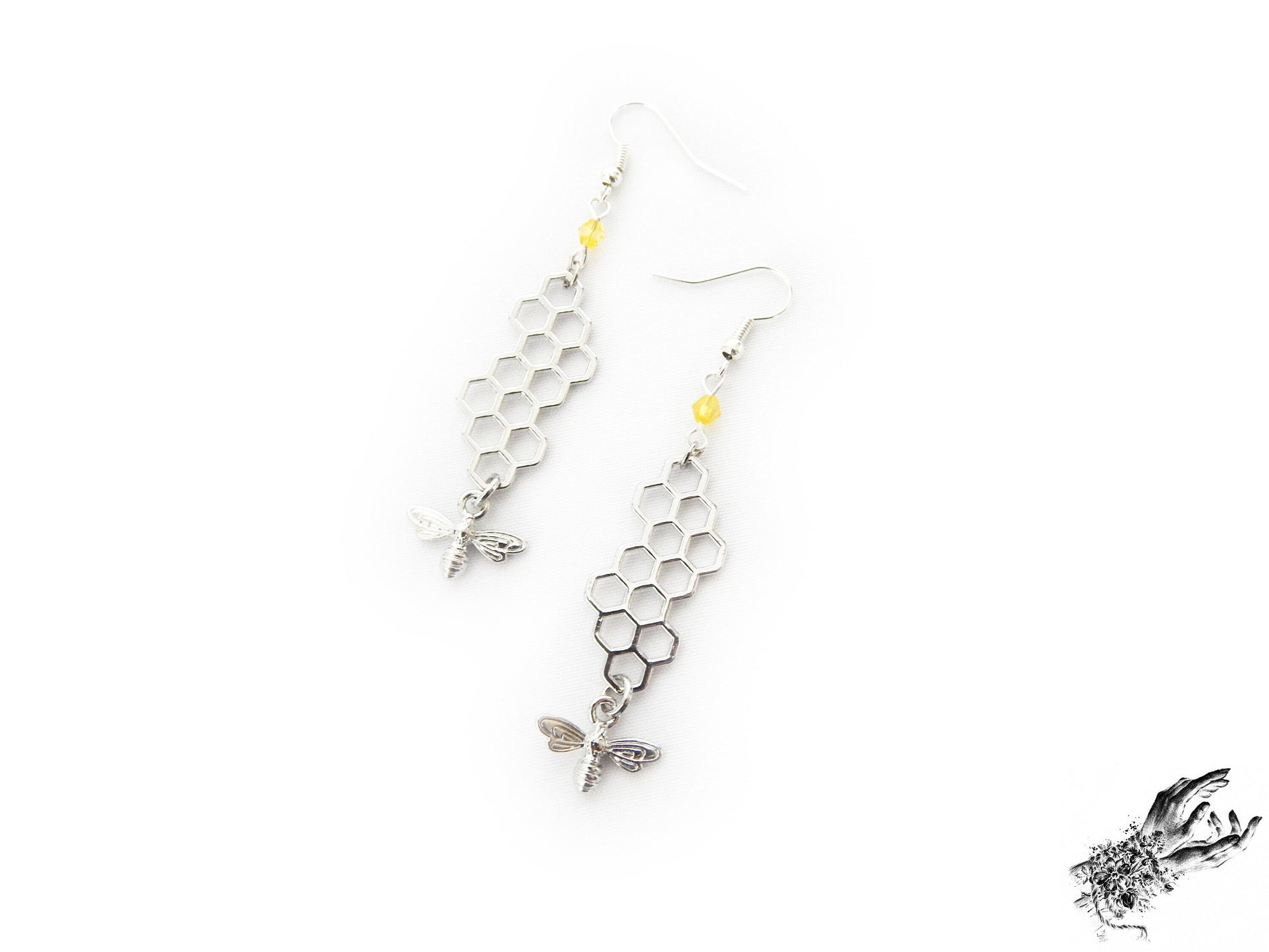 Antique Silver Honeycomb Earrings - 8th Sin