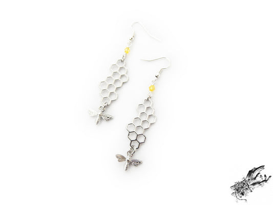 Antique Silver Honeycomb Earrings - 8th Sin