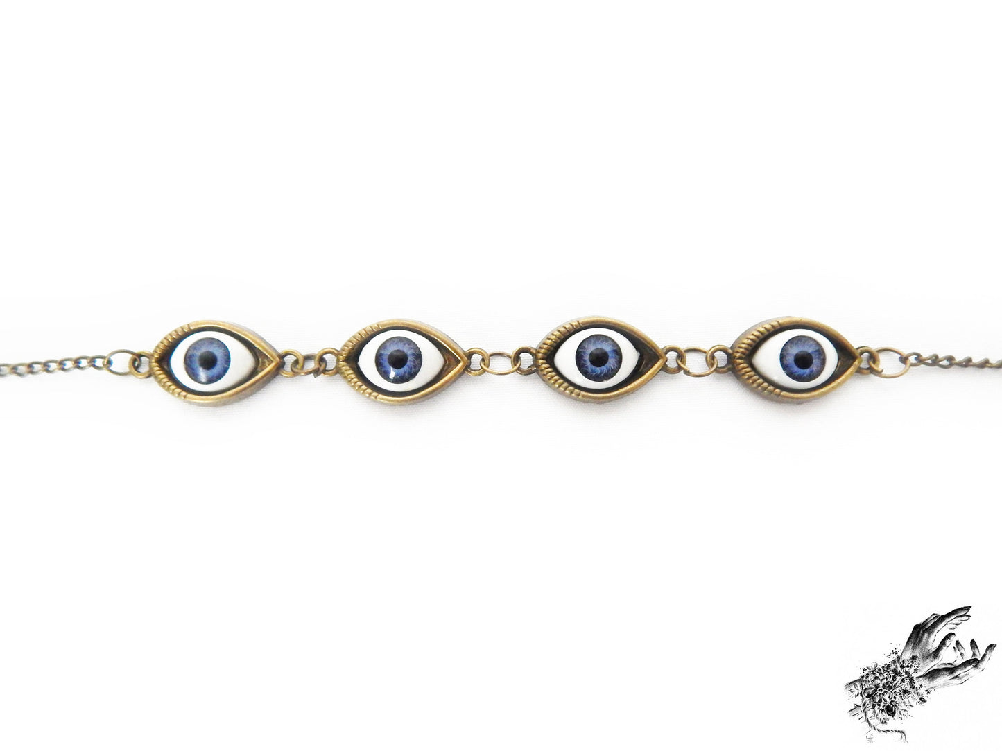 Antique Bronze Evil Eye Choker Necklace