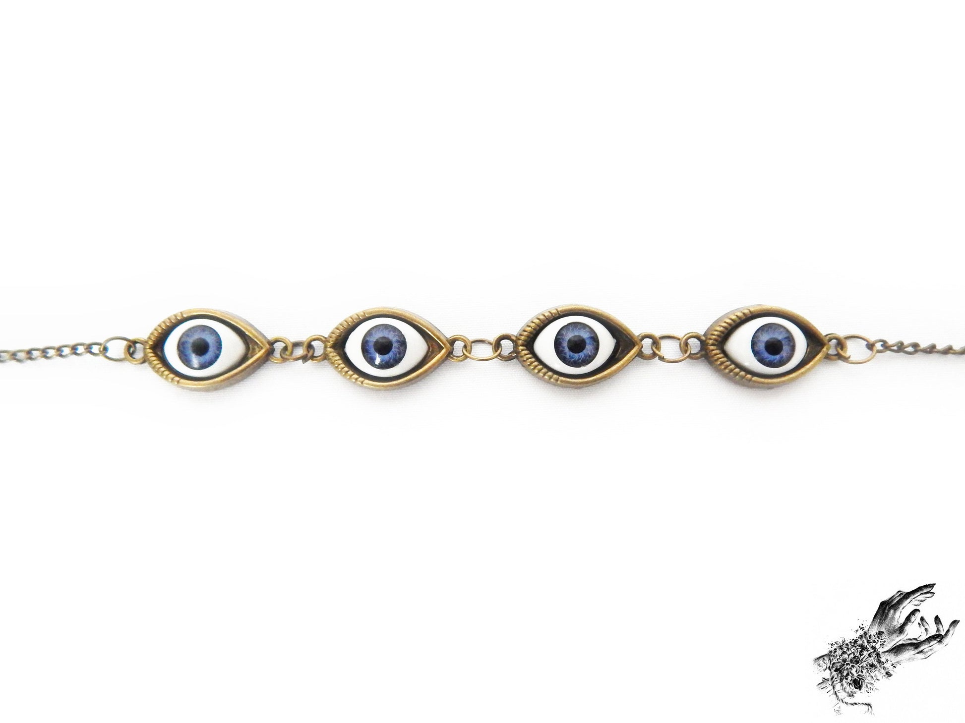 Antique Bronze Evil Eye Choker Necklace - 8th Sin