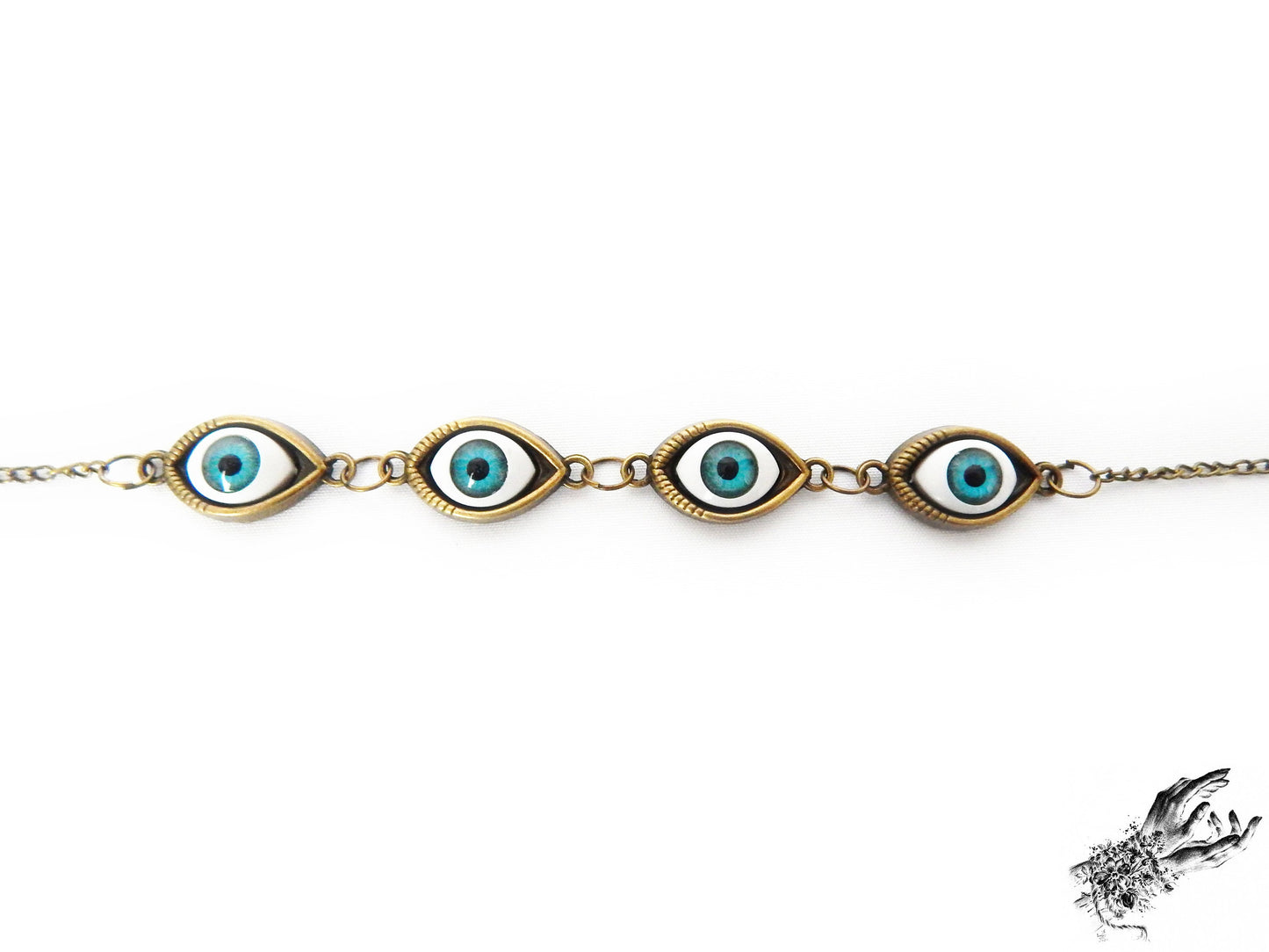 Antique Bronze Evil Eye Choker Necklace