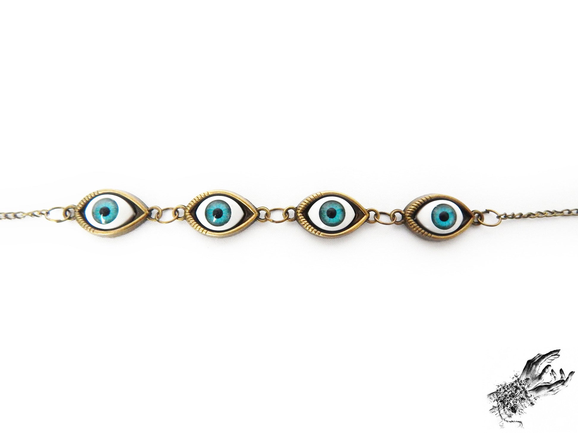 Antique Bronze Evil Eye Choker Necklace - 8th Sin