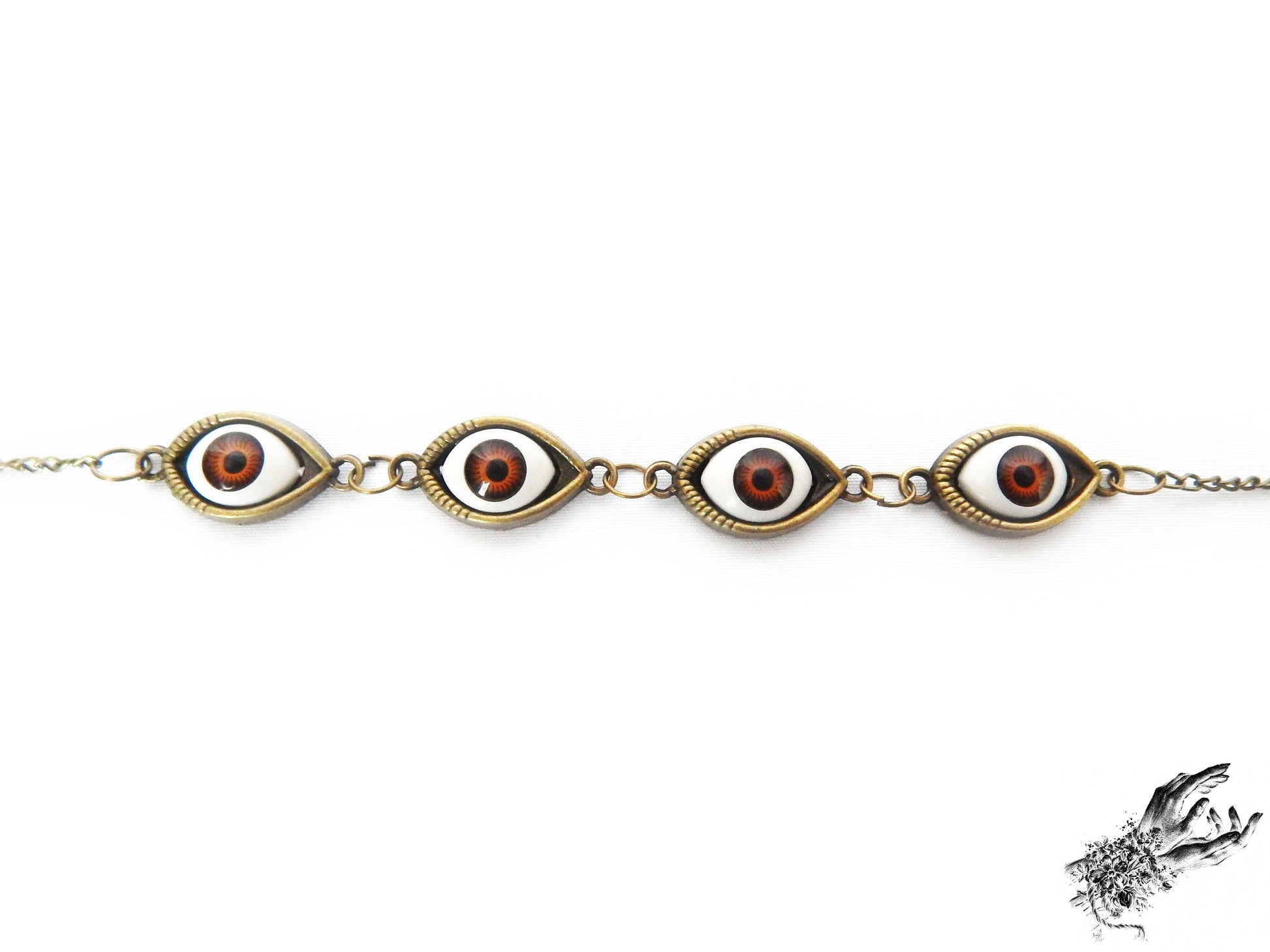 Antique Bronze Evil Eye Choker Necklace - 8th Sin