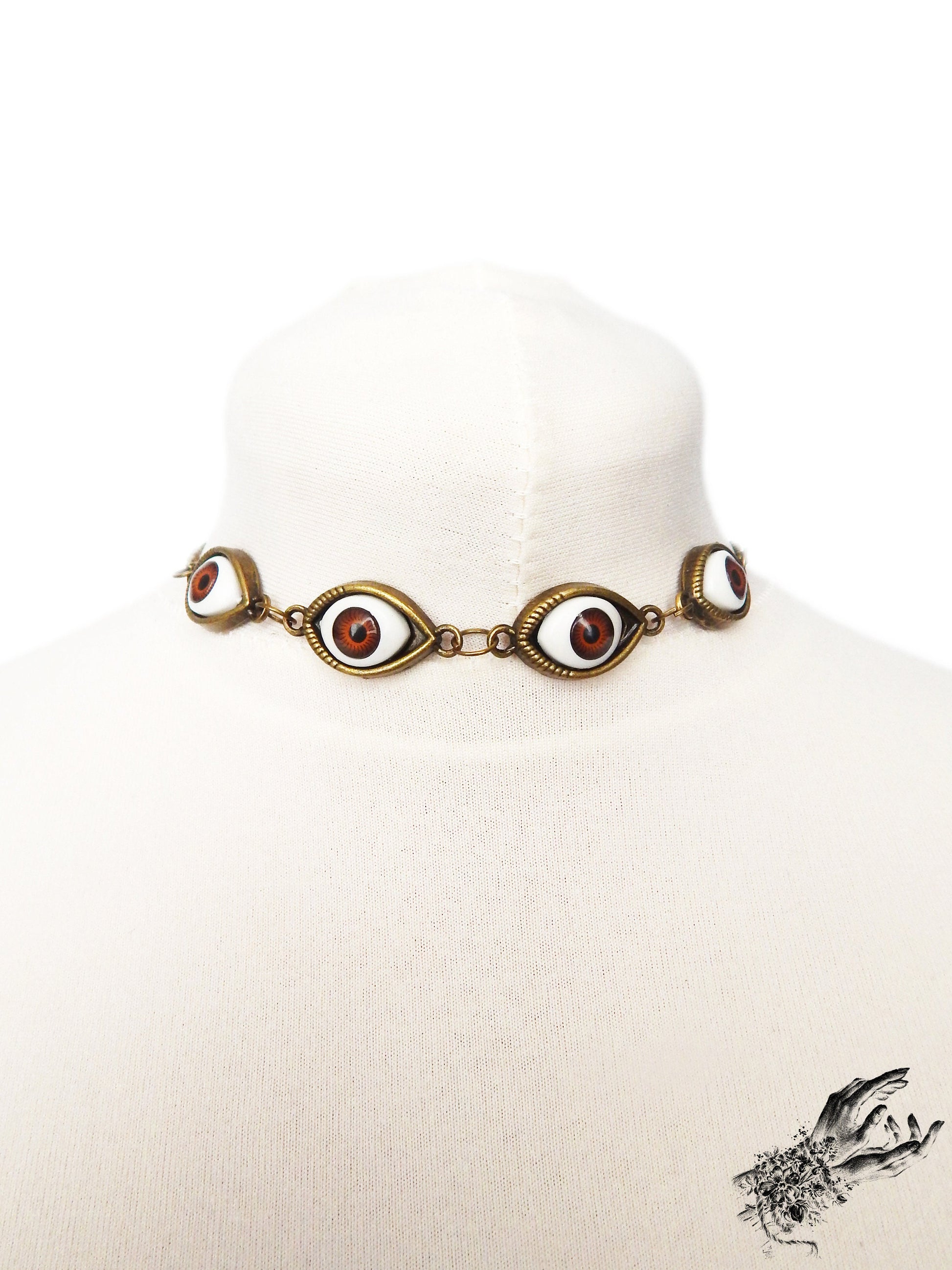 Antique Bronze Evil Eye Choker Necklace - 8th Sin
