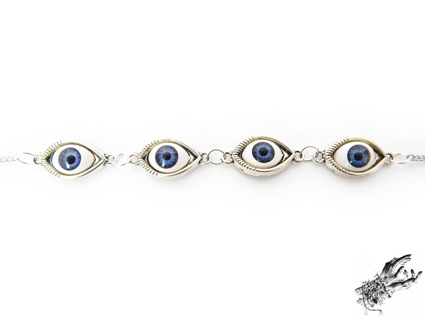 Antique Silver Evil Eye Choker Necklace