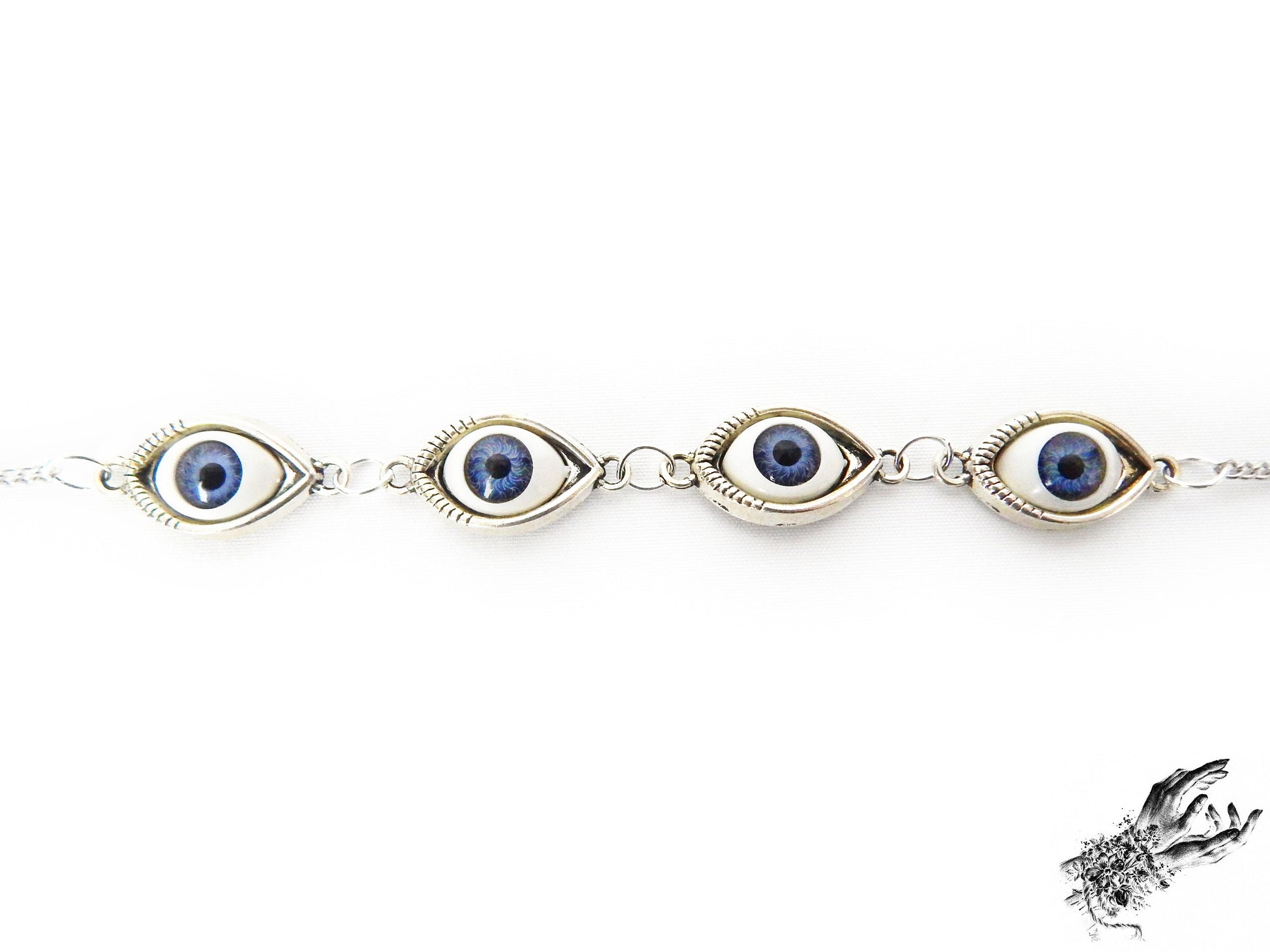 Antique Silver Evil Eye Choker Necklace - 8th Sin