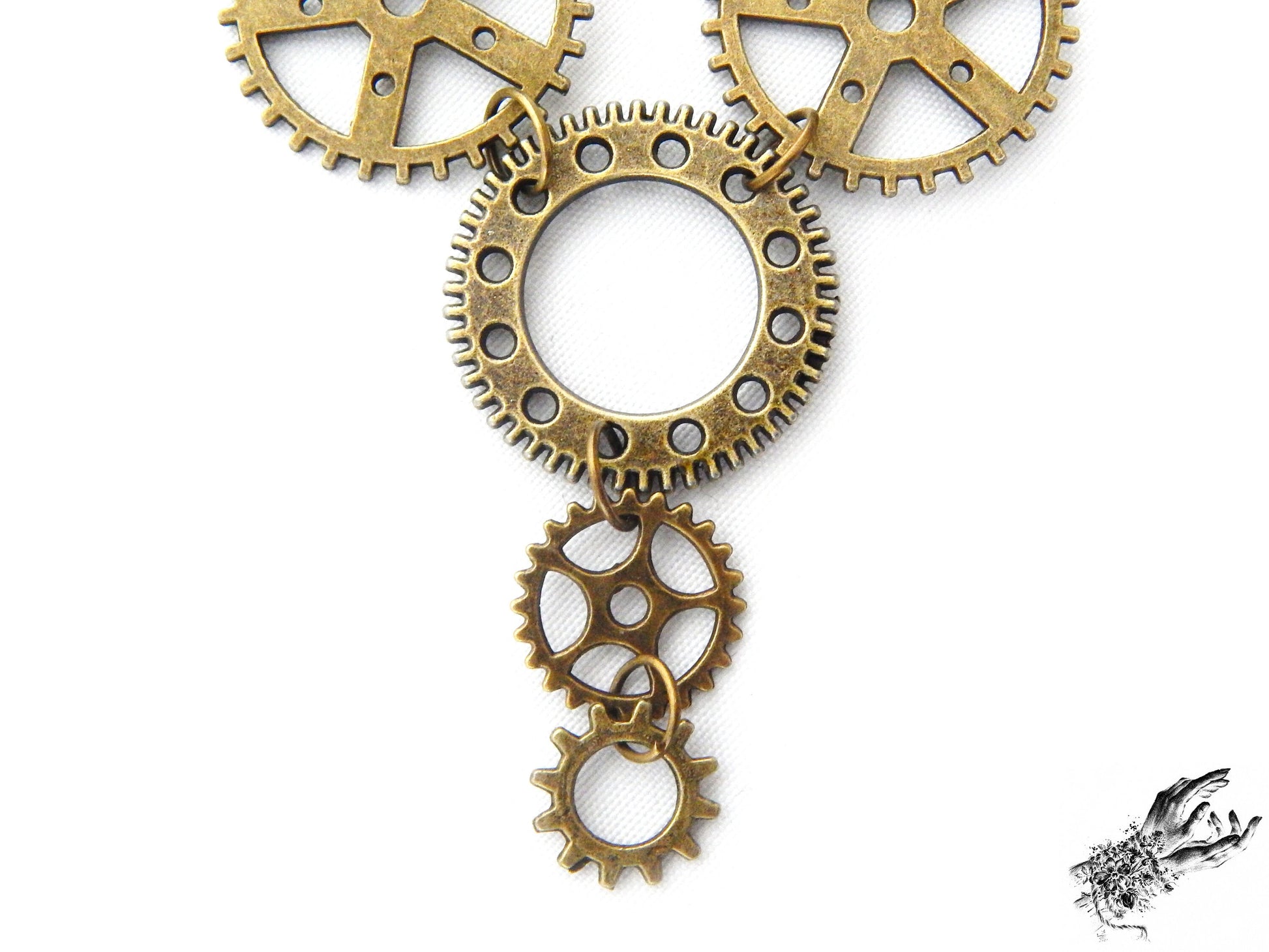 Antique Bronze Gear Necklace - 8th Sin