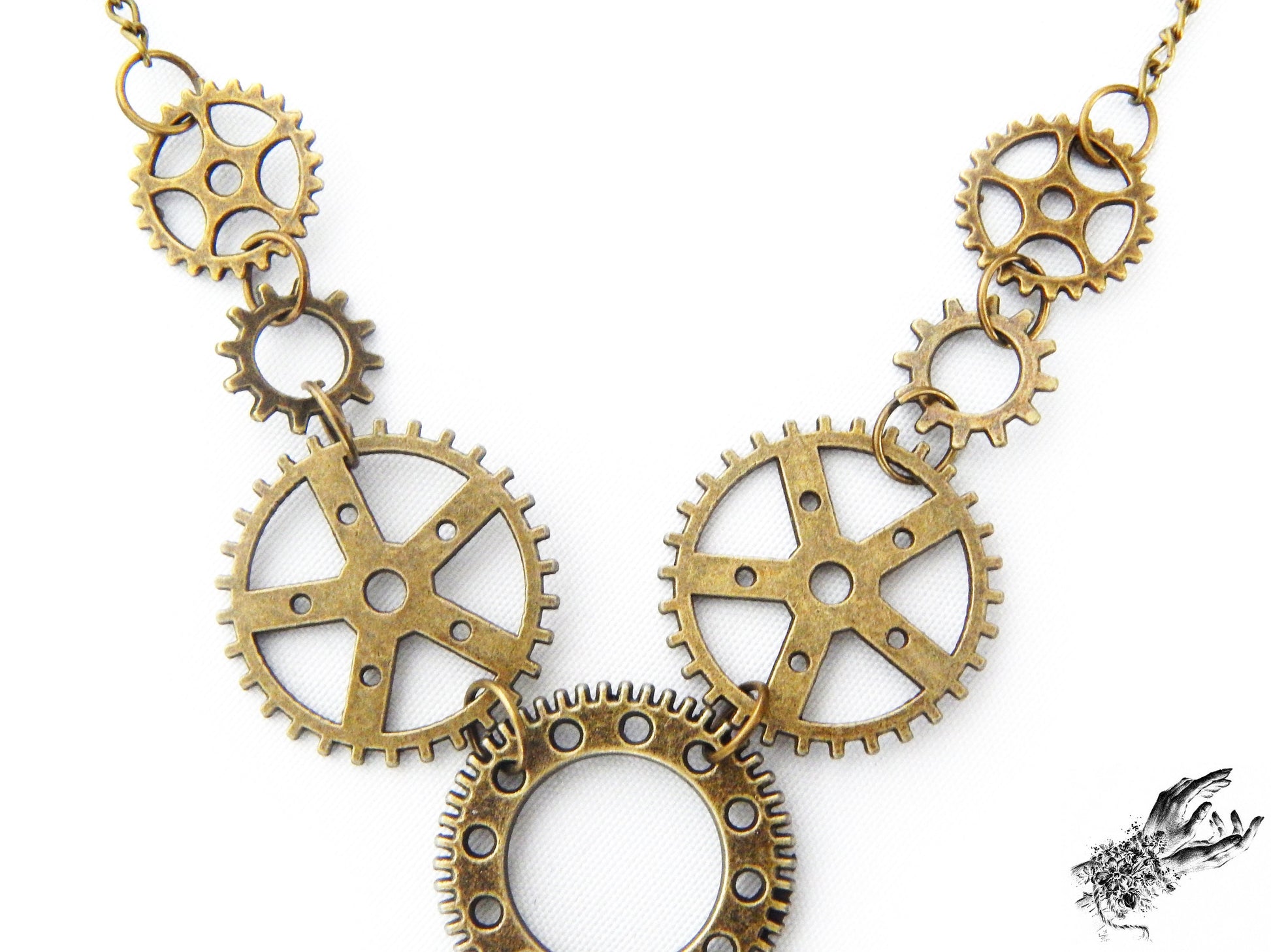 Antique Bronze Gear Necklace - 8th Sin