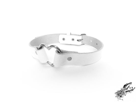 White Heart Ring Choker