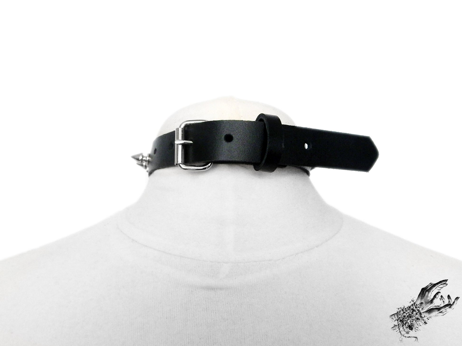 Black Studded Heart Ring Choker - 8th Sin