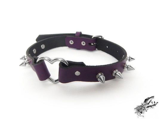 Purple Studded Heart Ring Choker