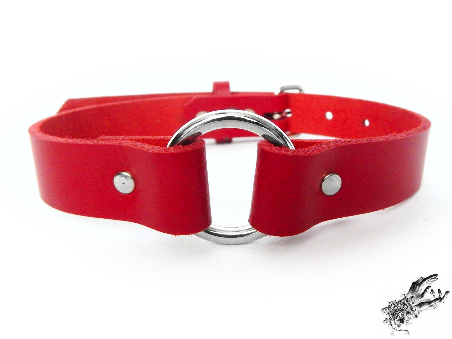 Red Leather O Ring Choker