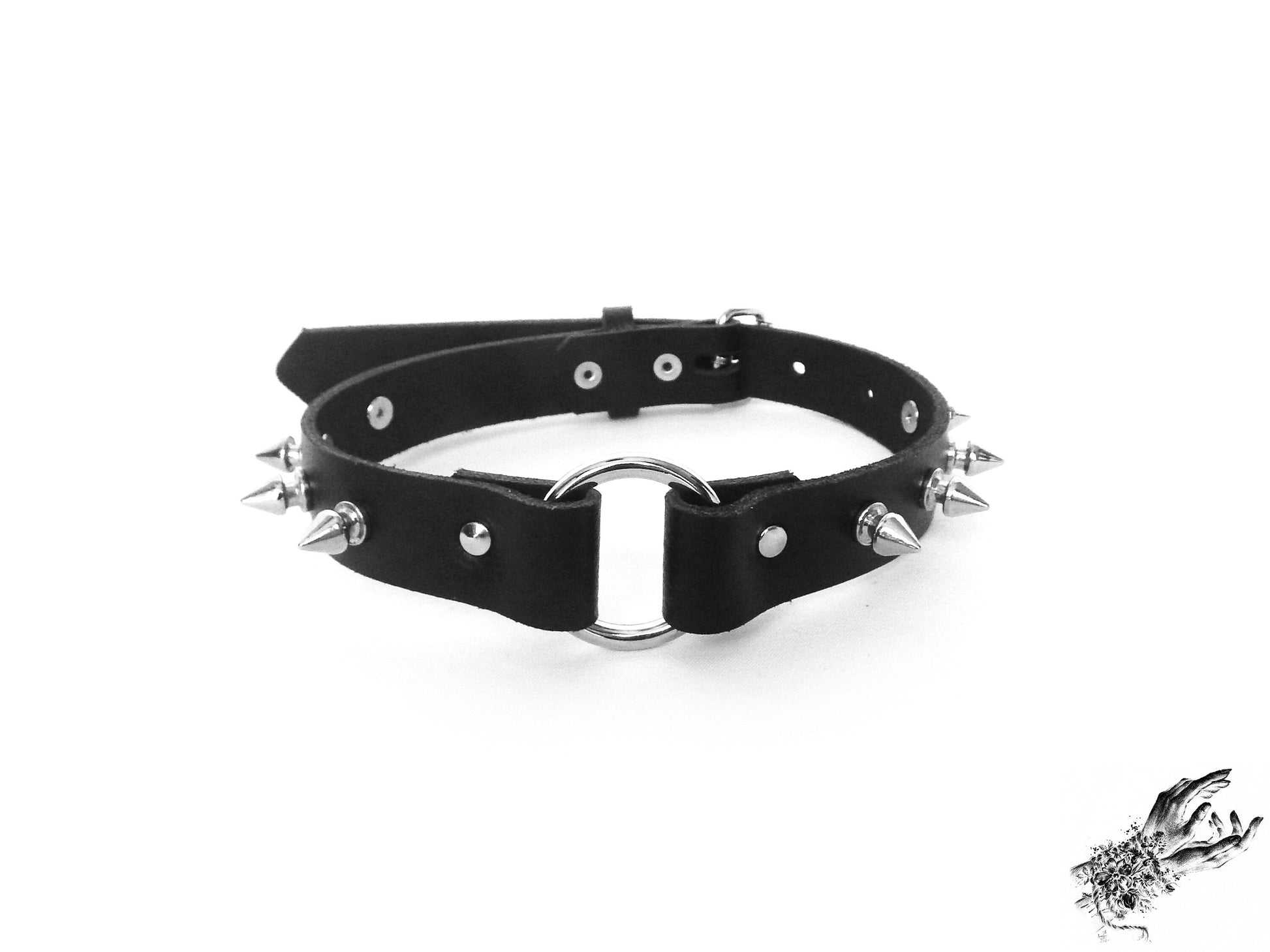 Black Studded O Ring Choker - 8th Sin