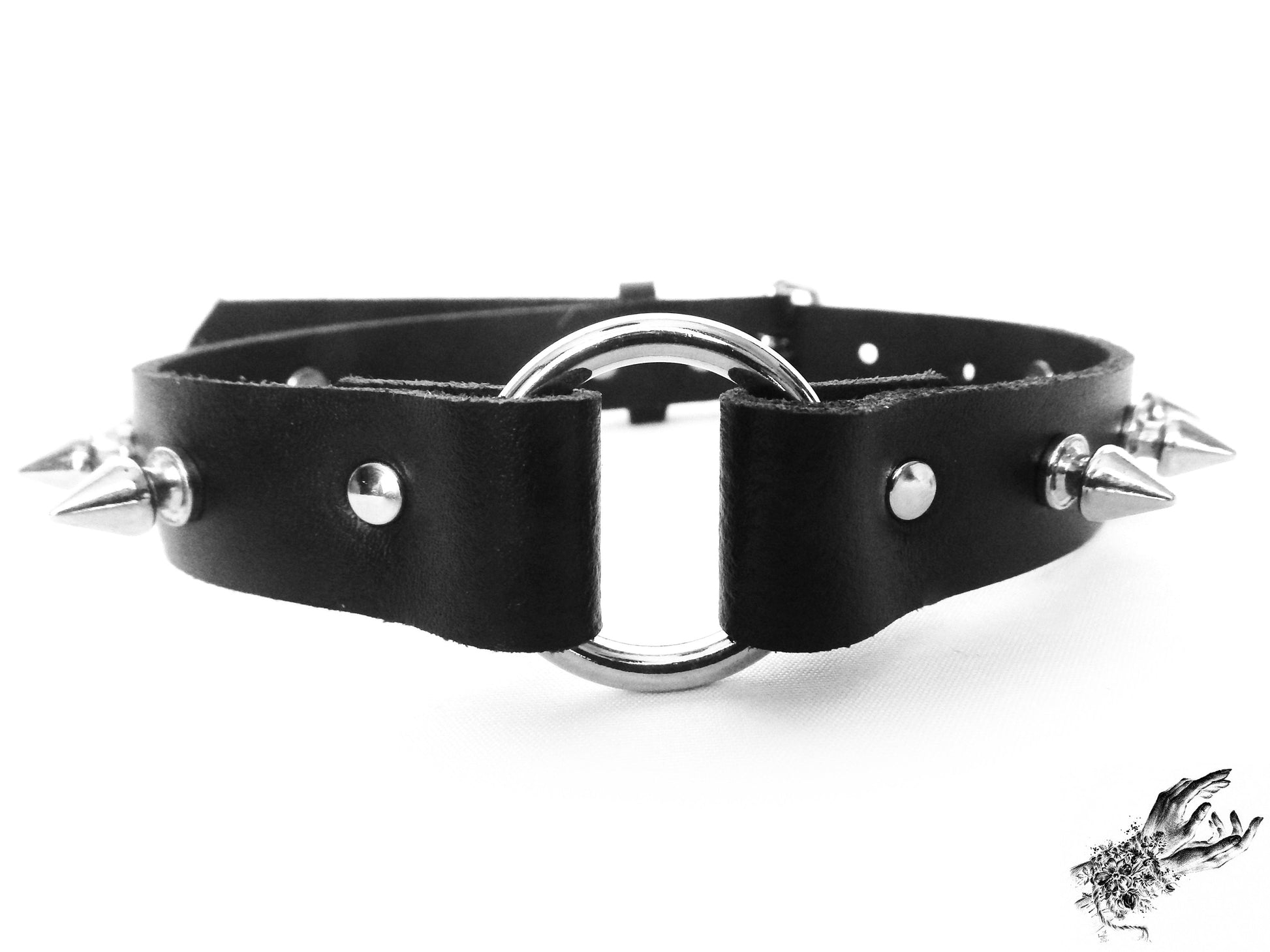 Black Studded O Ring Choker - 8th Sin