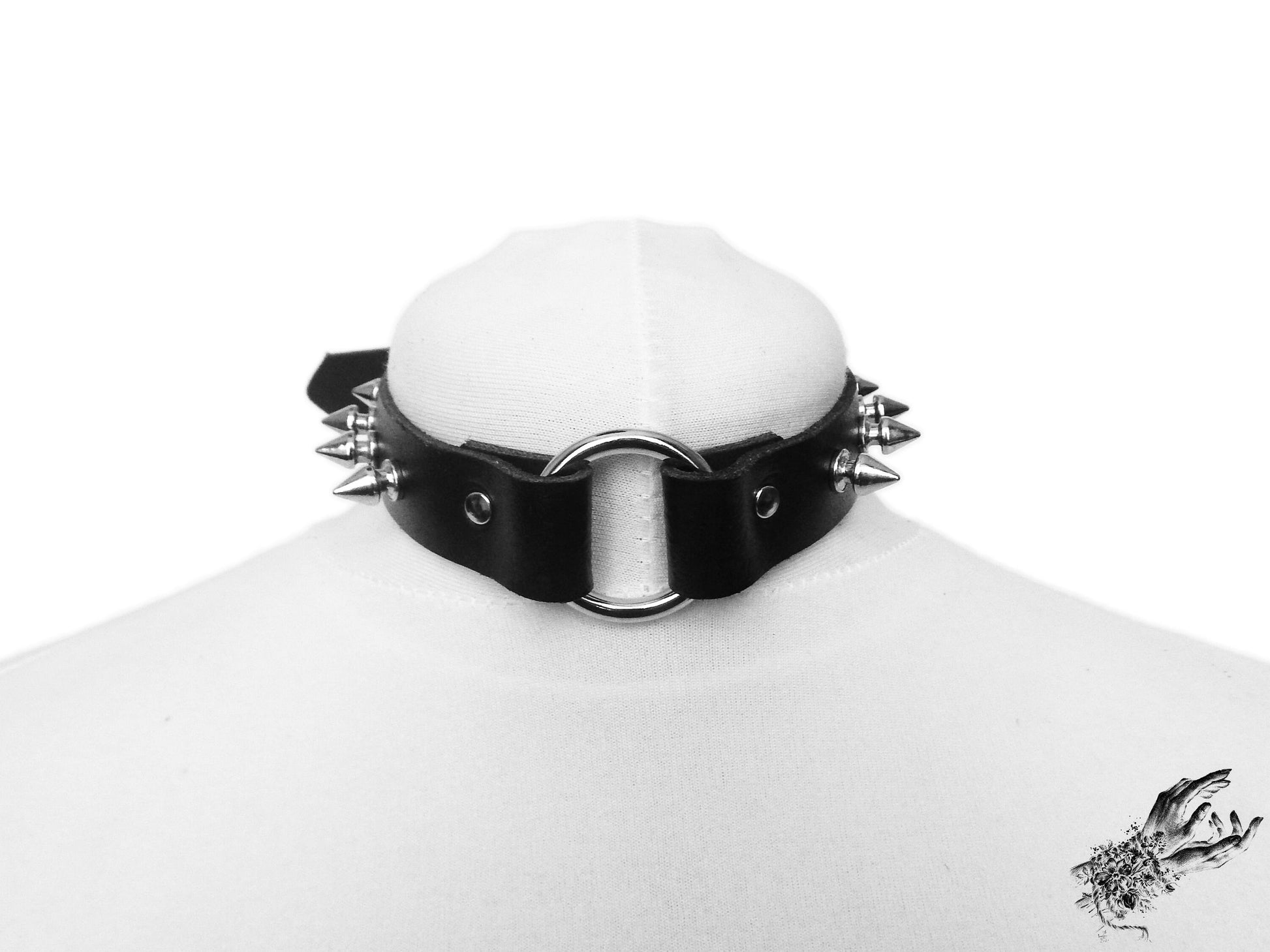 Black Studded O Ring Choker - 8th Sin