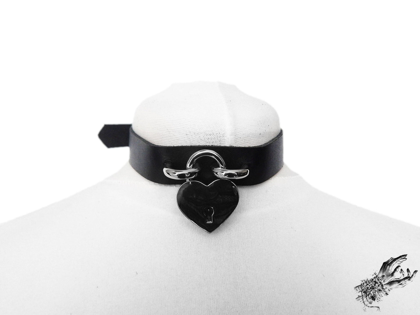 Black Heart Padlock Choker with Key - 8th Sin