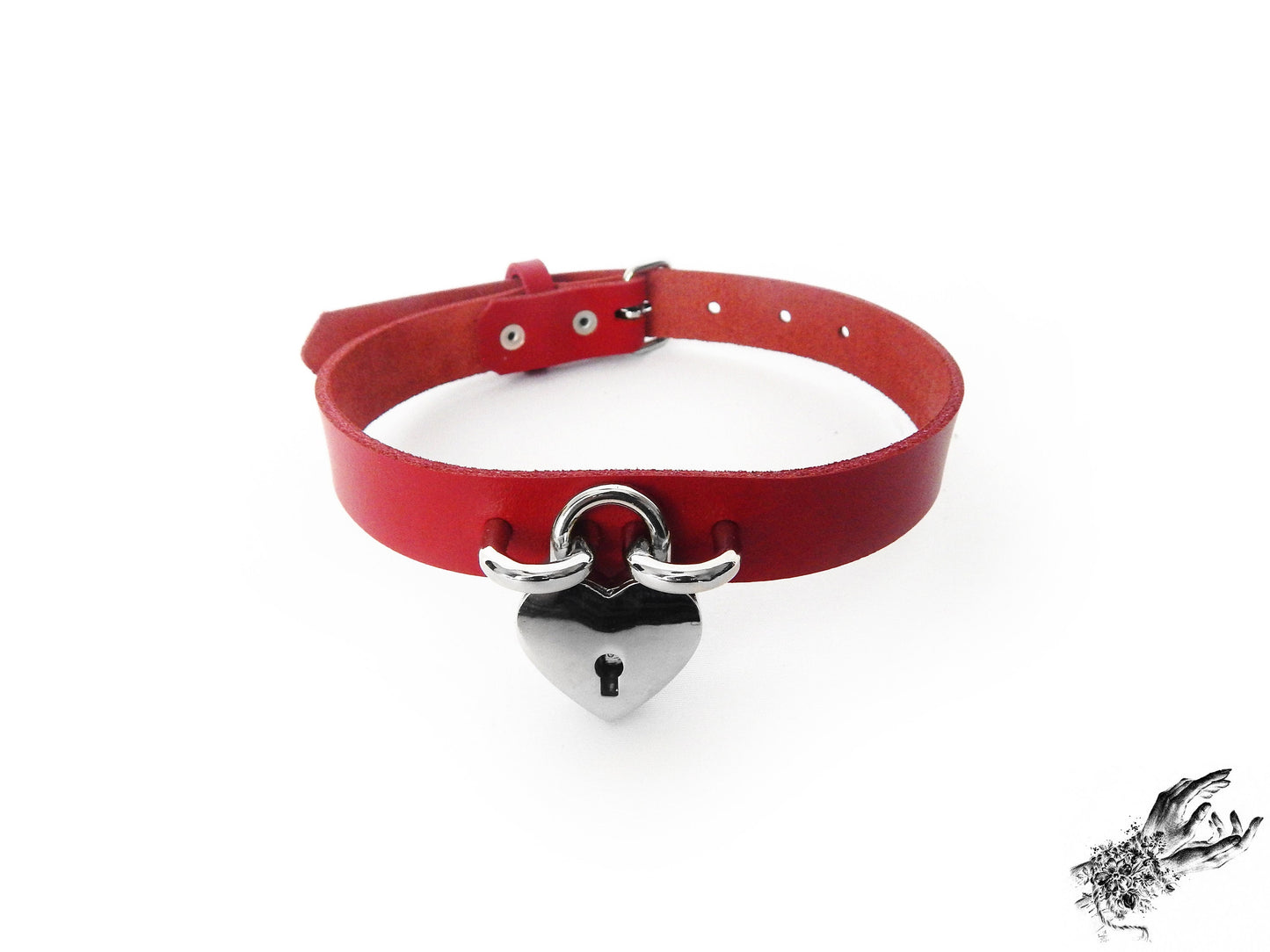 Red Heart Padlock Choker with Key