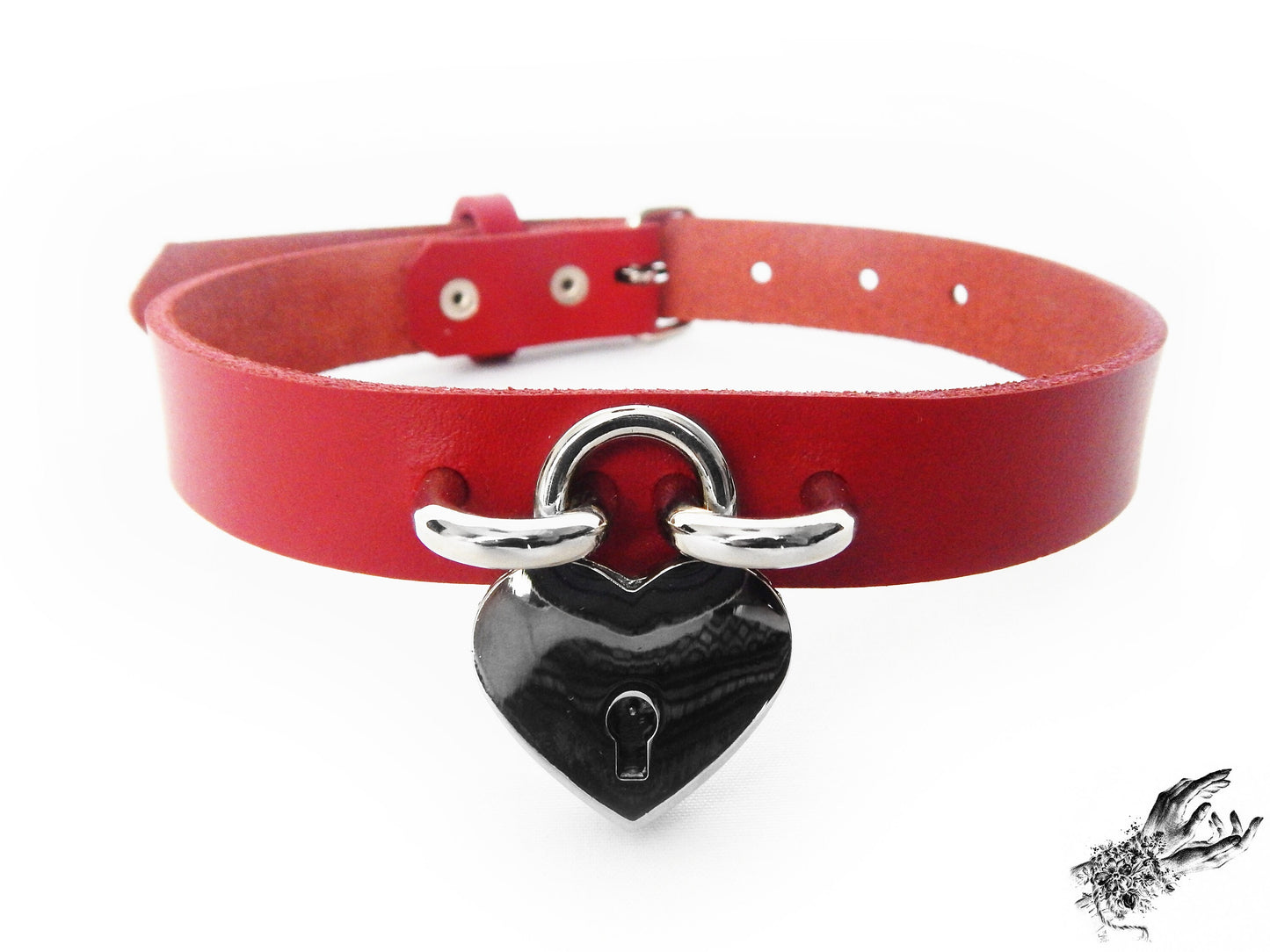 Red Heart Padlock Choker with Key