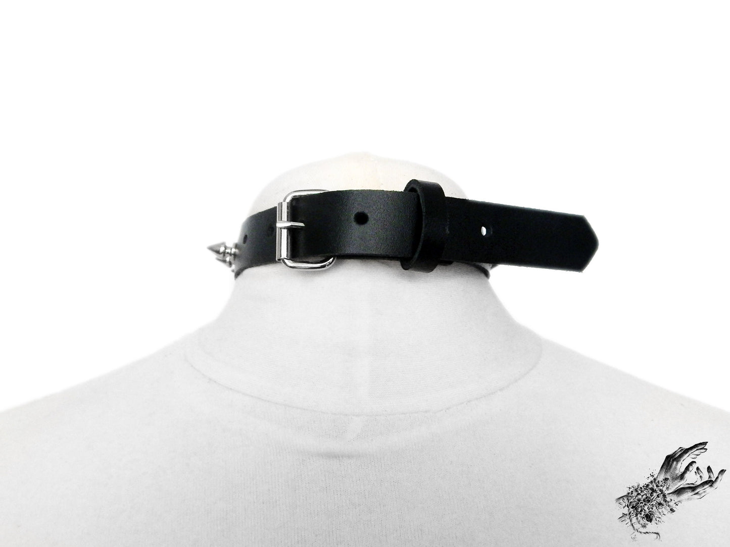 Black Studded Heart Padlock Choker with Key - 8th Sin
