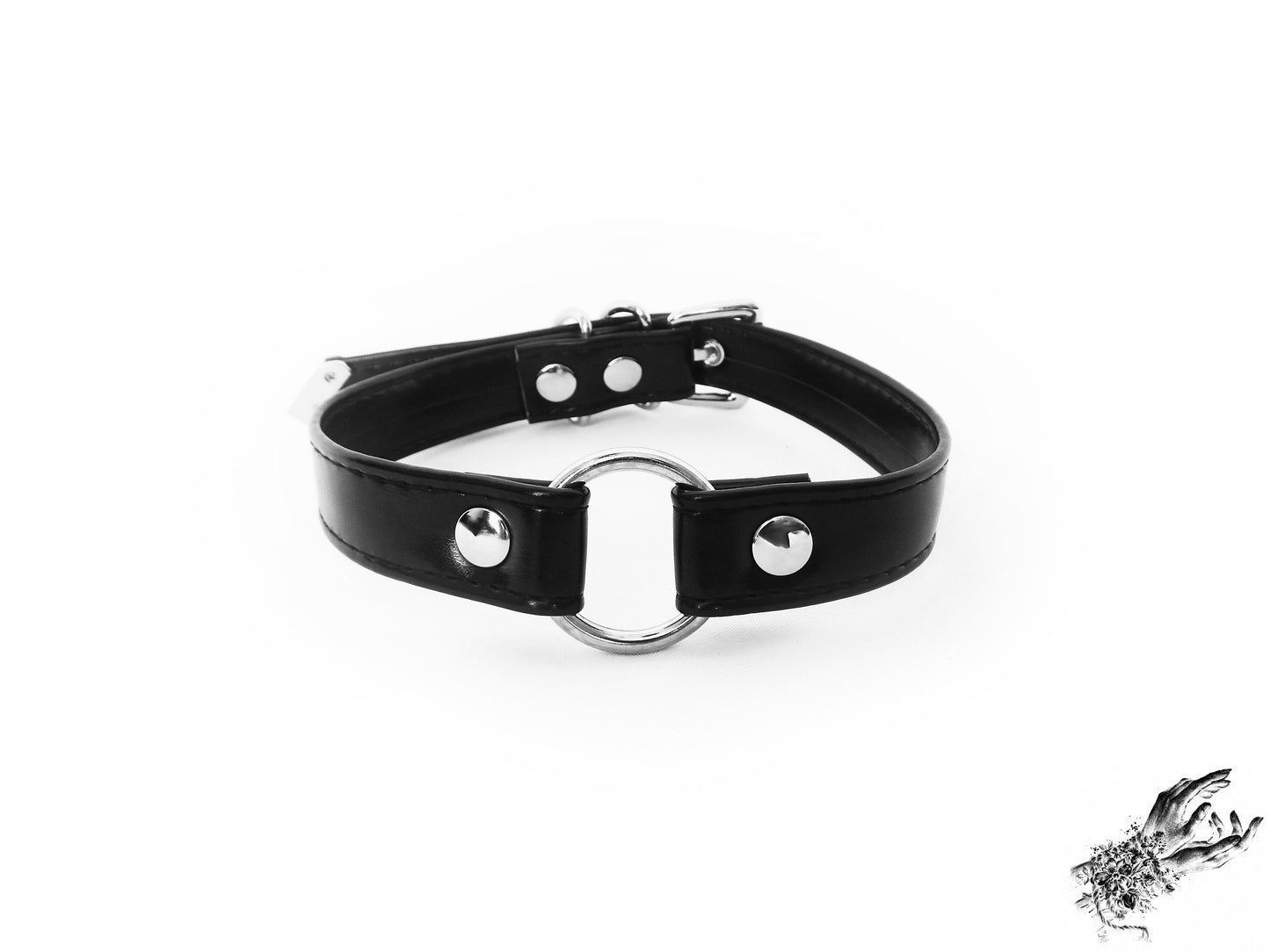 Black Faux Leather O Ring Choker