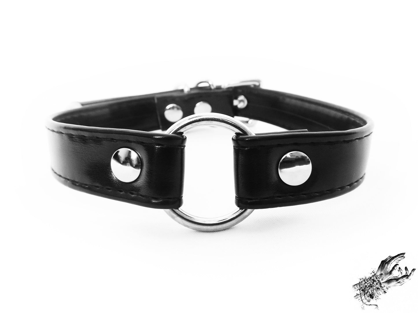 Black Faux Leather O Ring Choker