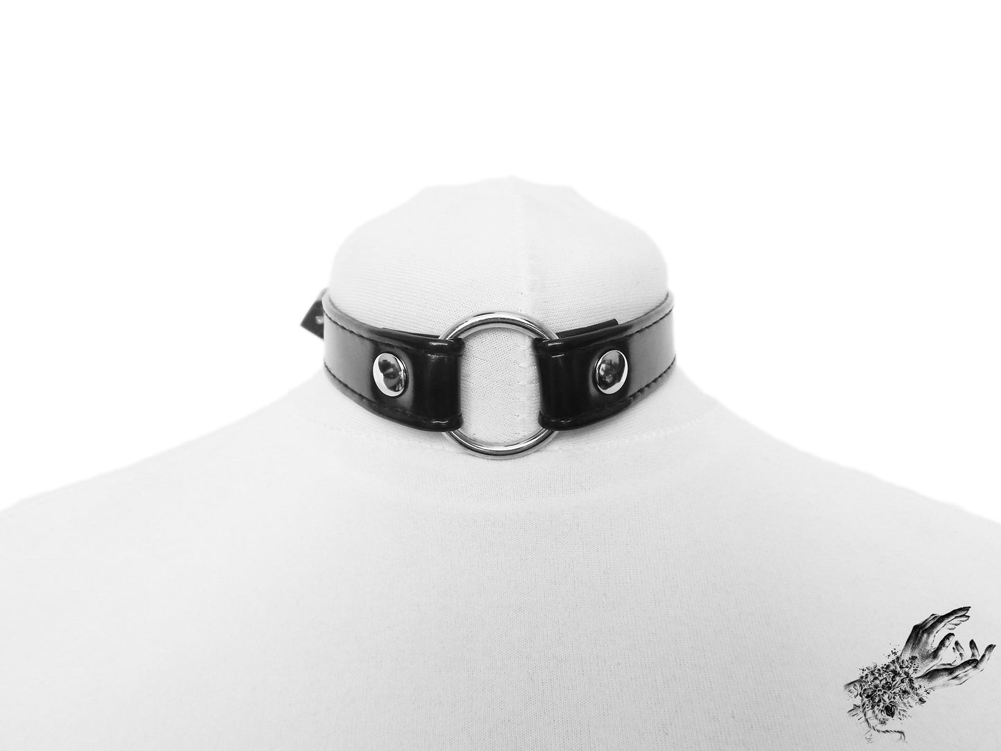 Black Faux Leather O Ring Choker