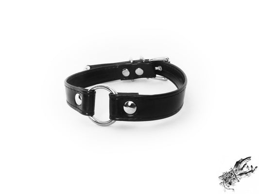 Black Faux Leather O Ring Choker - 8th Sin
