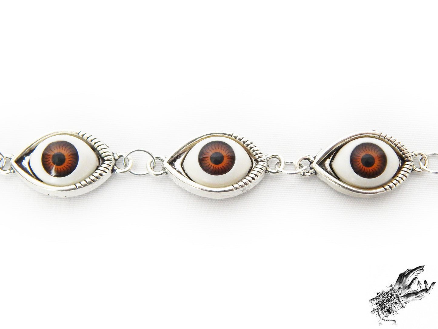 Antique Silver Evil Eye Cameo Bracelet