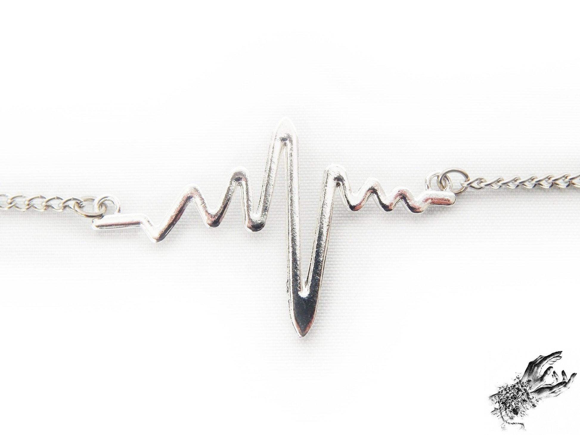 Antique Silver Heartbeat Bracelet - 8th Sin