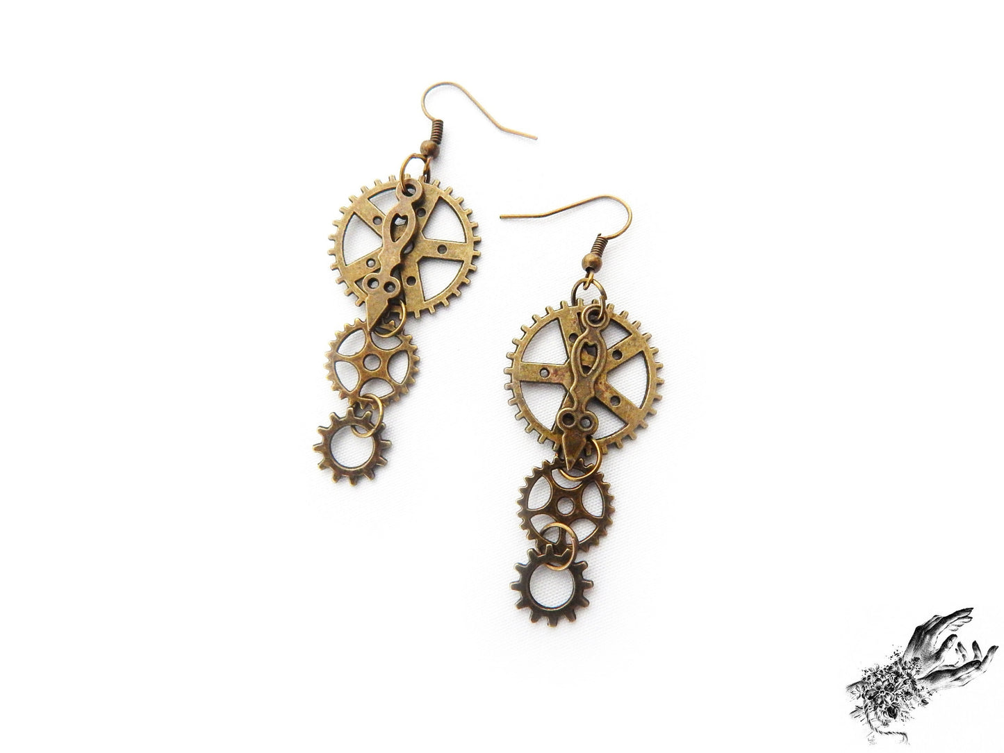 Antique Bronze Gear Earrings - 8th Sin