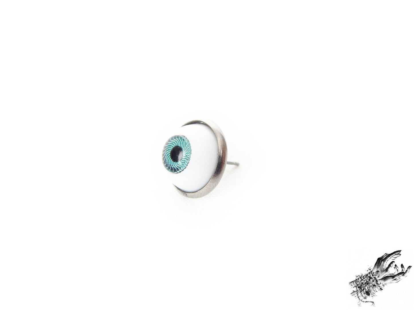 Antique Silver Eyeball Stud Earrings