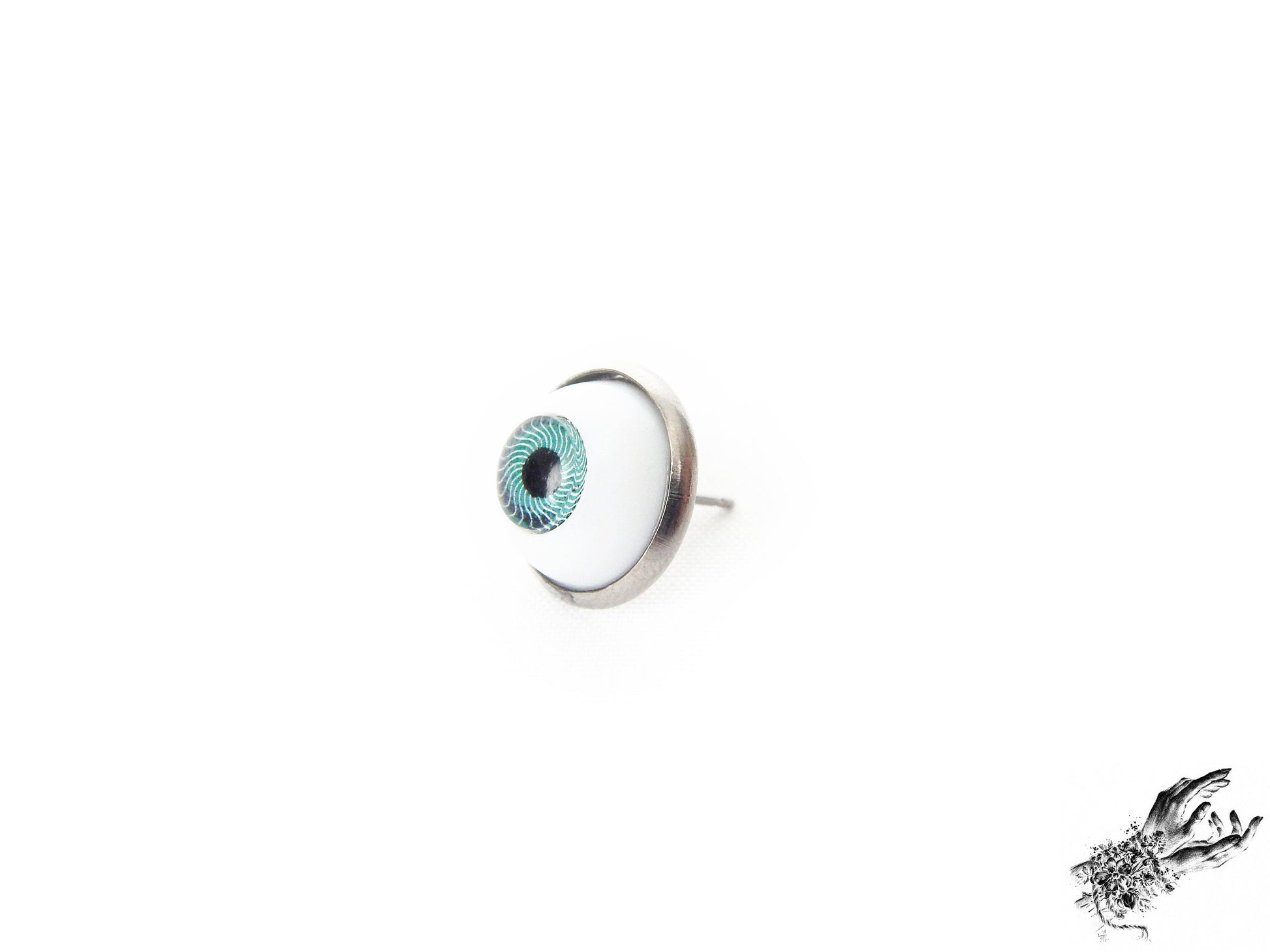 Antique Silver Eyeball Stud Earrings - 8th Sin