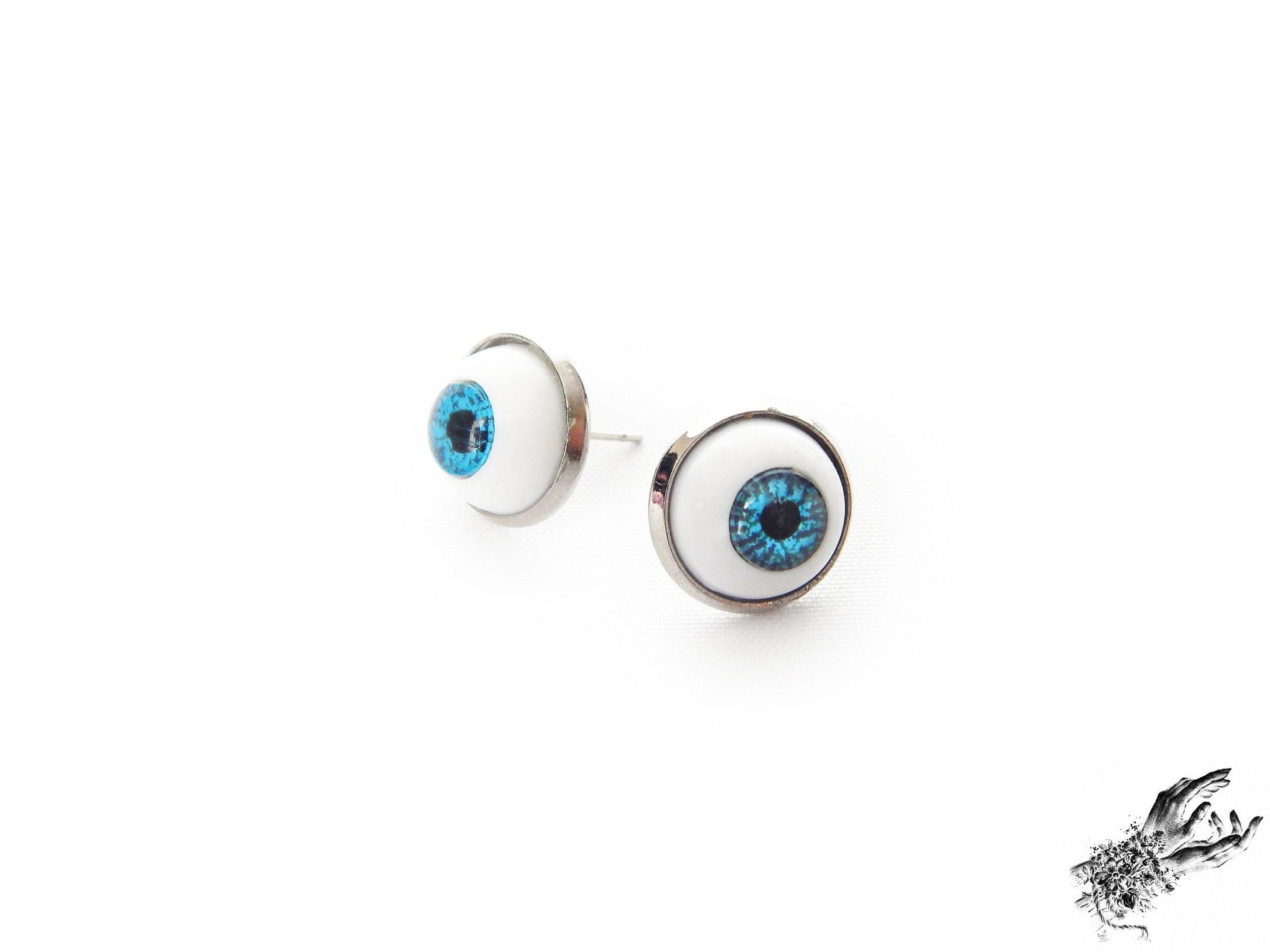 Antique Silver Eyeball Stud Earrings - 8th Sin